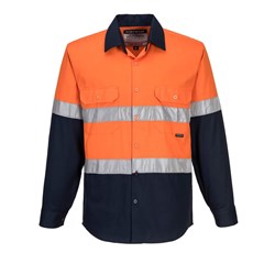 Portwest Hobart Hi-Vis Contrast Shirt Long Sleeve 5XL Orange And Navy