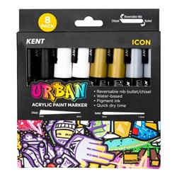 Kent Urban Paint Markers Medium 6mm Dual Nib Icon Assorted Pack Of 8