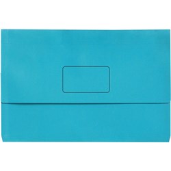 Marbig Slimpick Manilla Document Wallet Foolscap 30mm Gusset Light Blue Pack Of 10