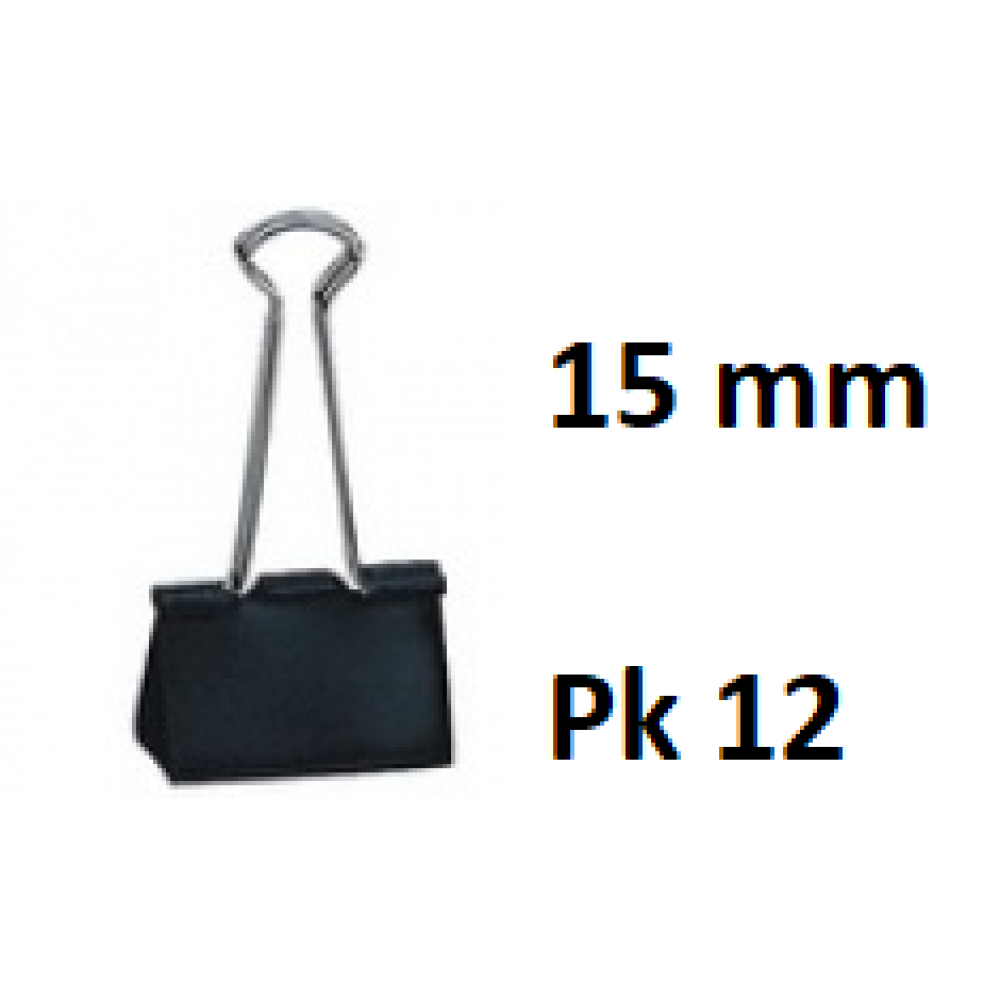 Premium Foldback Clips 15mm Pkt 12