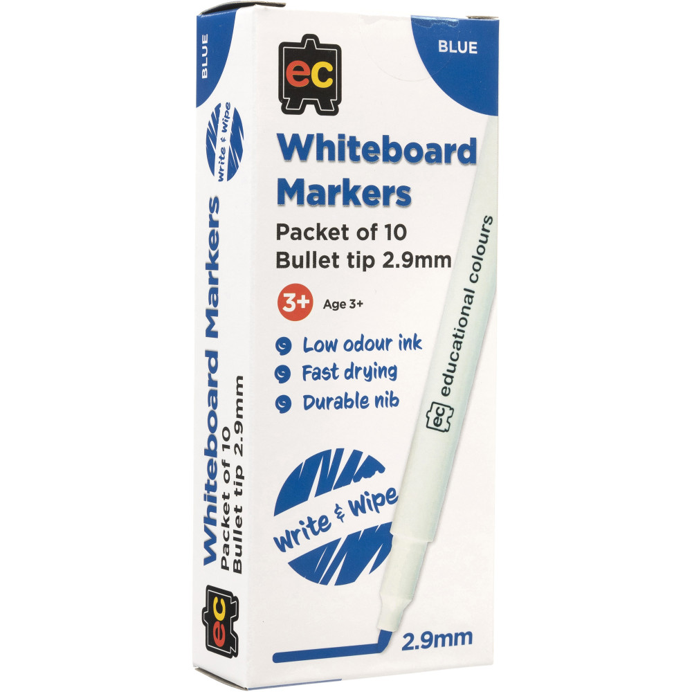 EC Whiteboard Marker Thin Blue Pack of 10