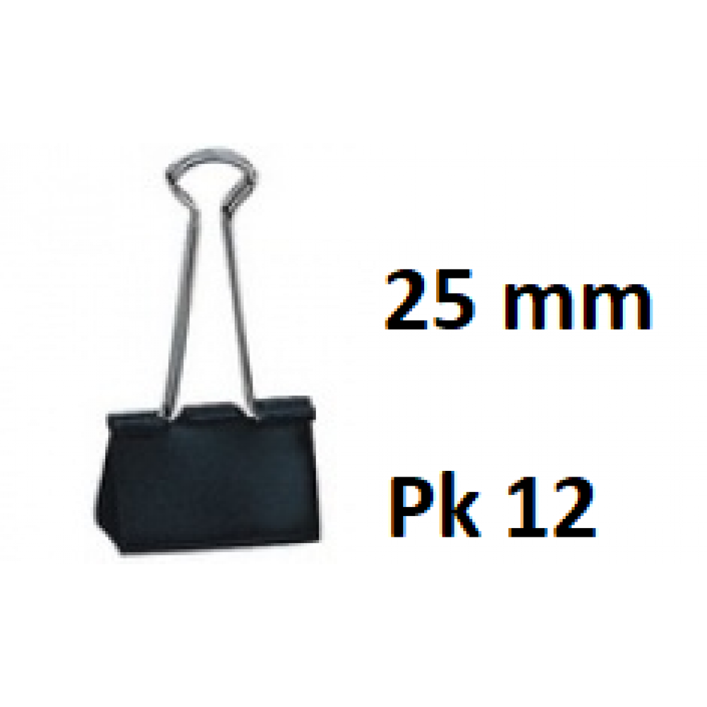 Premium Foldback Clips 25mm Pkt 12