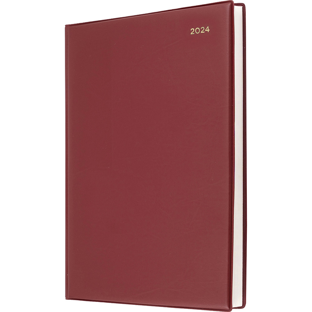 Collins Belmont Desk Diary A4 Day To Page Burgundy
