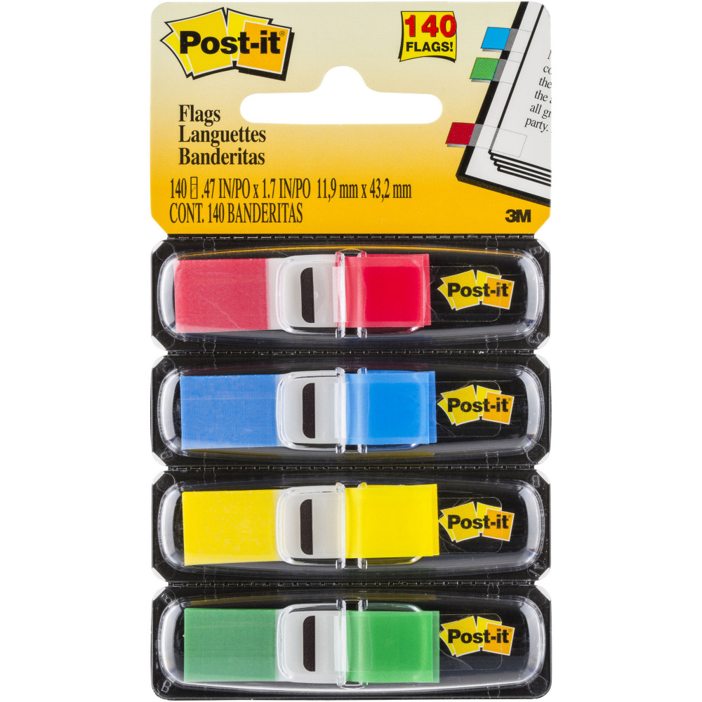 Post-It 683-4 Mini Flags 12x43mm Primary Colours Assorted Pack of 140