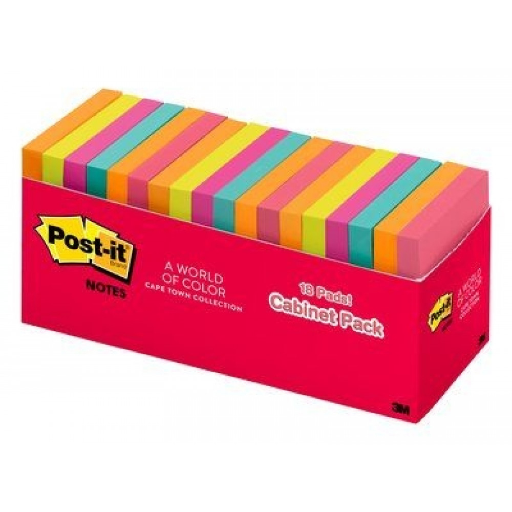 Post-it Notes Cabinet Pack 654-18CTCP Cape Town 76x76mm - 18 Pack
