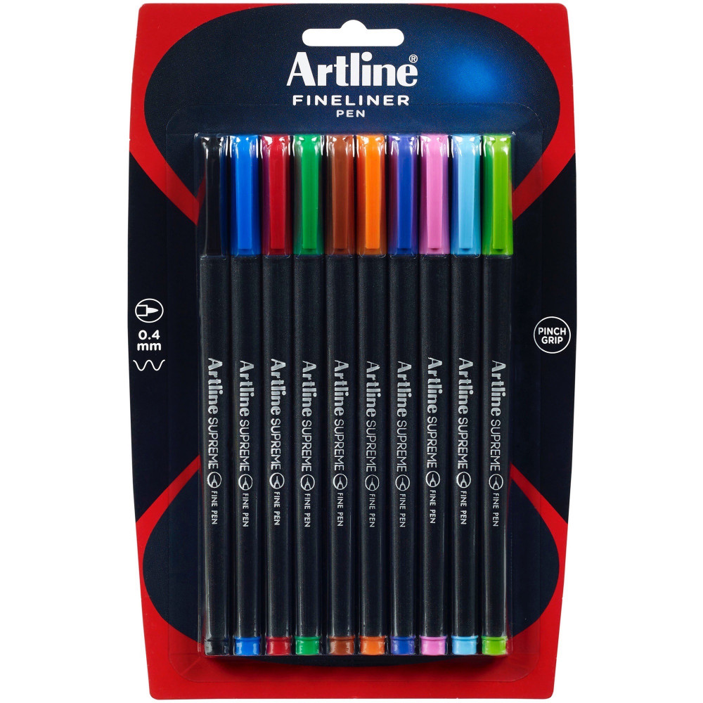 Artline Supreme Fineliner Pen 0.4mm Assorted Colours Pack Of 10