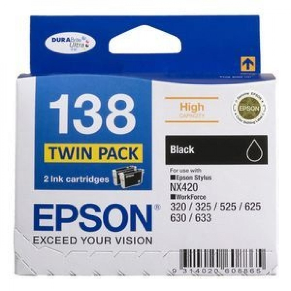 Epson Genuine (138) HY Black TWIN PACK Ink Cartridges