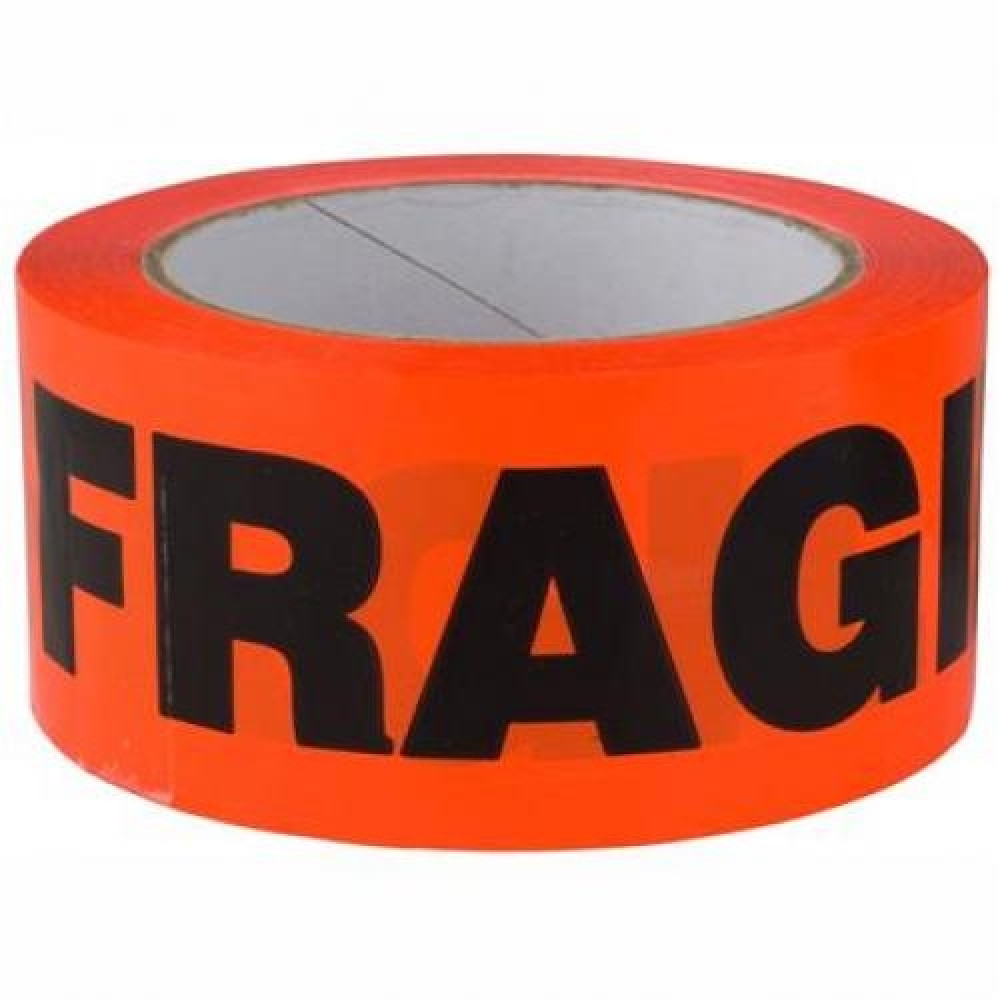 Poly Fragile Tape Black on Orange 48mmx66m - FRAGILE