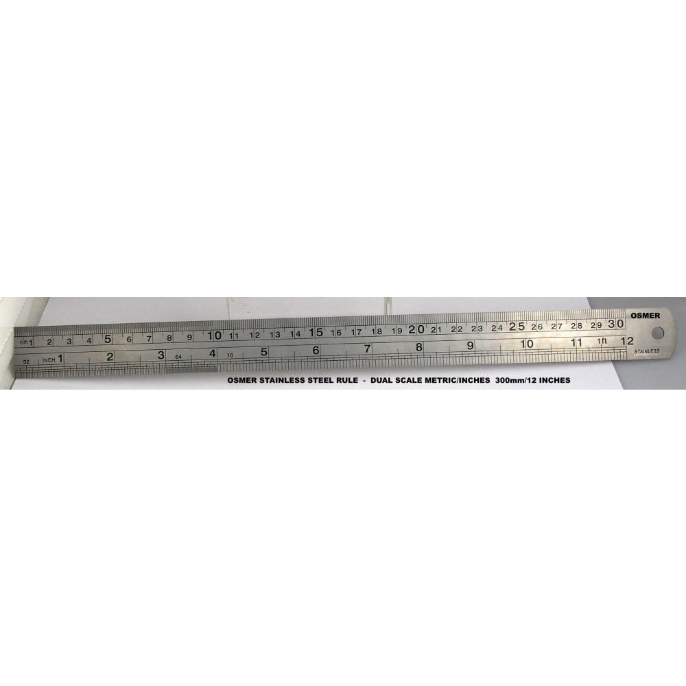 Metal Ruler Dual Measure 30cm & 12"