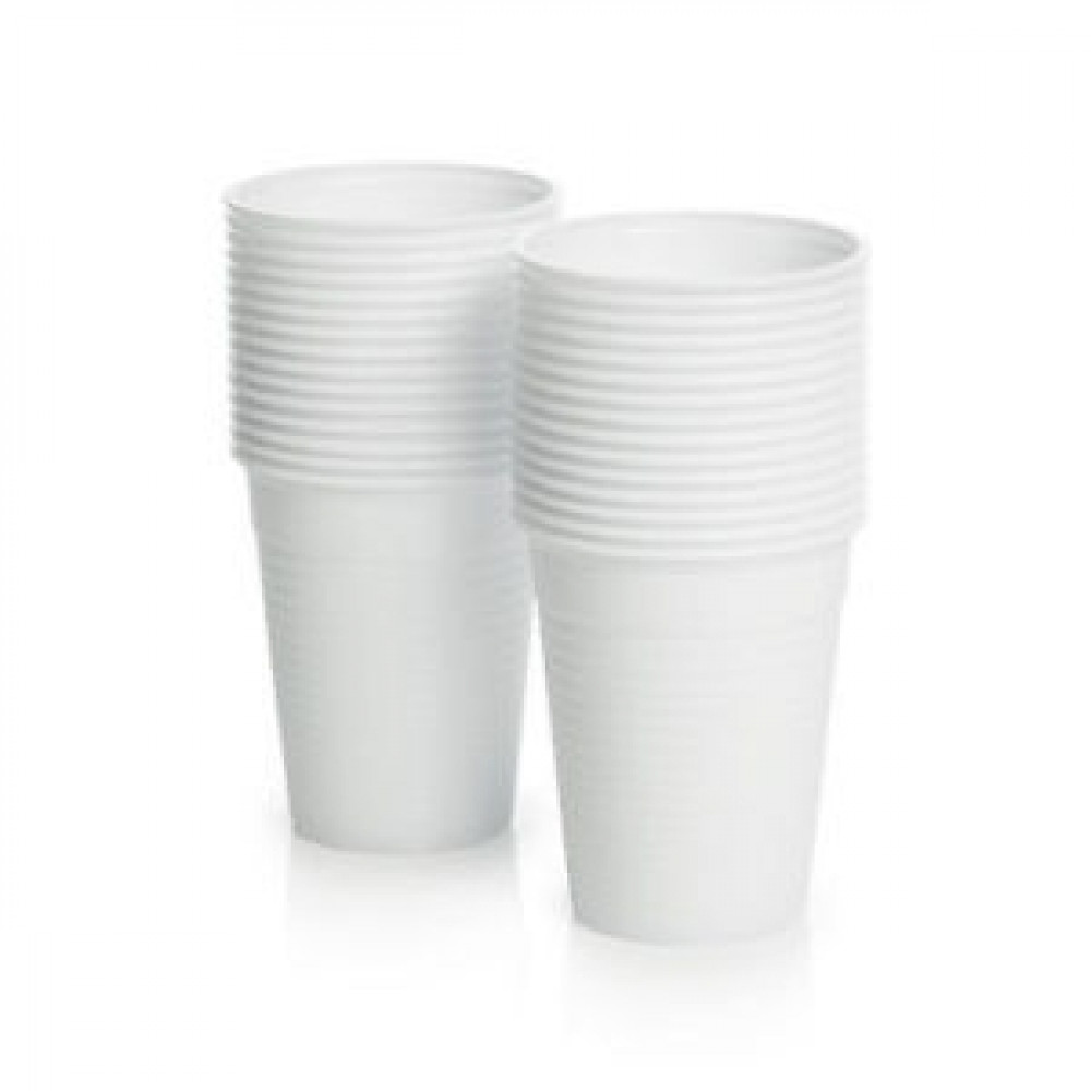 Capri Disposable Plastic Cups - White 180/200ml  Pk50