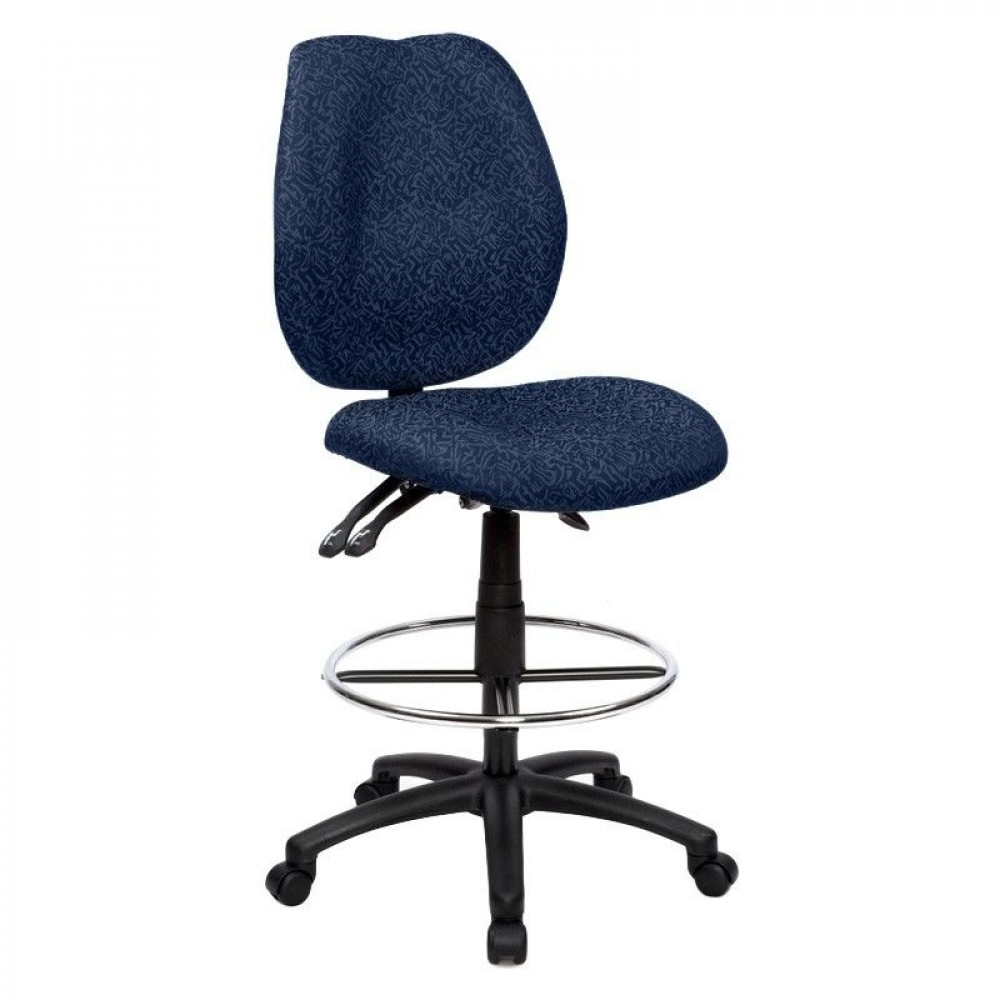 Sabina Drafting Chair Curved Medium Back fully ergo - Blue Fabric