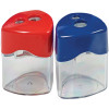 Stat Sharpener Double Hole Metal With Clear Canister Assorted