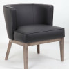 Leo Tub Single Seat Chair 655W x 705D x 730mmH Timber Legs Black PU Upholstery