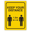 Durus Health And Safety Wall Sign Keep Your Distance 225W x 300mmH Poly Yellow And Black