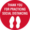 Brady Floor Marker Thank You  For Practicing Social  Distancing Red/White Carpet