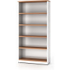 OM Premier Bookcase  900W x 320D x 1800mmH 4 Shelf Virginia Walnut And White