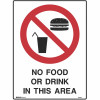 Brady Prohibition Sign No Food Or Drink In This Area 450W x 600mmH Metal White/Red/Black