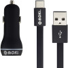 Moki Type-C SynCharge 90cm Cable + Car Charger Black