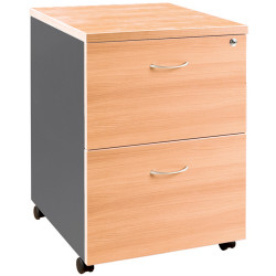 OM Mobile Pedestal 2 File  Drawer 468W x 510D x 685mmH Beech And Charcoal
