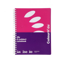 COLOURHIDE NOTEBOOK 5 SUBJECT A4 5 Subject 250Pg Pink POLYPROPYLENE