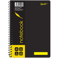 Quill Notebook A5 7mm Ruled 70gsm 200 Pages Black