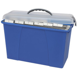 Crystalfile Carry Case 18L Foolscap Clear Lid Blue Base
