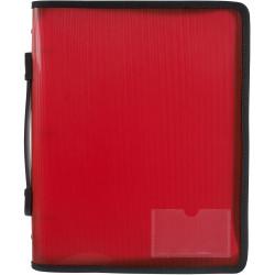Marbig Zipper Binder With Handle A4 3 O-Ring 25mm Red