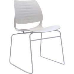 Rapidline Vivid Visitor Chair White Metal Sled Base White Poly Shell