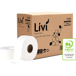 Livi Essentials Toilet Paper Jumbo Roll 1 Ply 600m Box Of 8