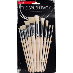 Jasart Brush Pack Round And Flat Hog Bristle Pack of 10