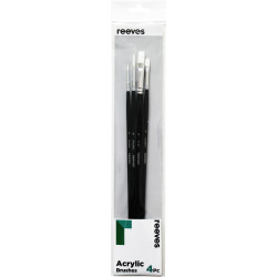 Reeves Acrylic Brushes Long Handle Set Of 4