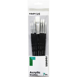 Reeves Acrylic Brushes Short Handle Set of 7