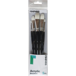 Reeves Acrylic Brushes Short Handle Set of 5