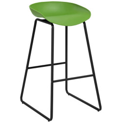 Rapidline Aries Bar Stool With Black Metal Frame And  Polypropylene Green Shell Seat