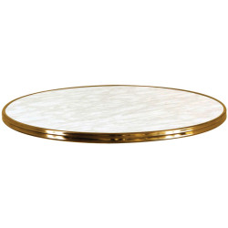 SM France Round Bistro Table Top Indoor Outdoor Use 600D x  25mmH Marble/Brass Edging