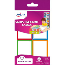Avery Kids Ultra-Resistant 64x44mm Assorted Colours 16 Labels