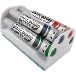 Pentel MWL5 Whiteboard Marker Maxiflo Magnetic Eraser Set Pack of 4 Assorted Colours