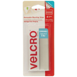Velcro Brand Removable Strips 44 x 19mm White Pack Of 4