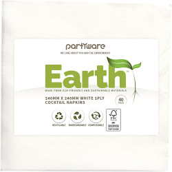Writer Breakroom Earth Eco Cocktail Napkin 2 Ply 240 x 240mm White 40 Sheets