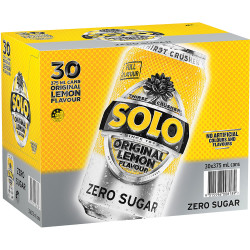 Solo Original Lemon Zero Sugar 375ml Can Pack Of 30