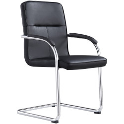 Rose Cantilever Visitor Chair With Arms Black PU