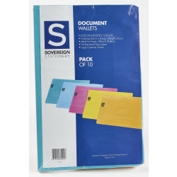 Manilla Sovereign Document Wallets F/C - Assorted Pk10