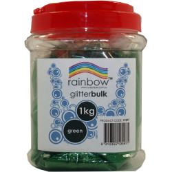 Rainbow Glitter Bulk 1Kg Jar Green