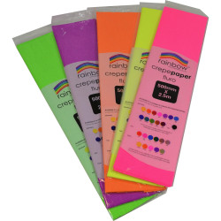 Rainbow Fluro Crepe Paper 500mm x 2.5m Assorted Pack Of 5