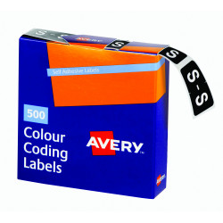 Avery Alphabet Coding Label S Side Tab 25x38mm Dark Green Box Of 500