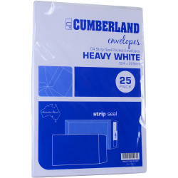 Cumberland Plain Envelope Pocket C4 Strip Seal White Pack of 25