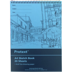 Protext Sketch Book A4 Acid Free 100gsm Poly Cover 20 Leaf Top Bound