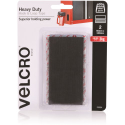 Velcro Brand Stick On 50X100mm Hook And Loop Heavy Duty Black Pack Of 2