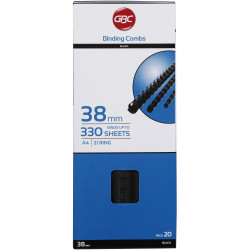 GBC Plastic Binding Comb 25mm 21 Ring 225 Sheets Capacity Black Pack of 20
