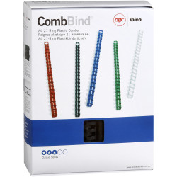 GBC Plastic Binding Comb 25mm 21 Ring 225 Sheets Capacity Black Pack of 50